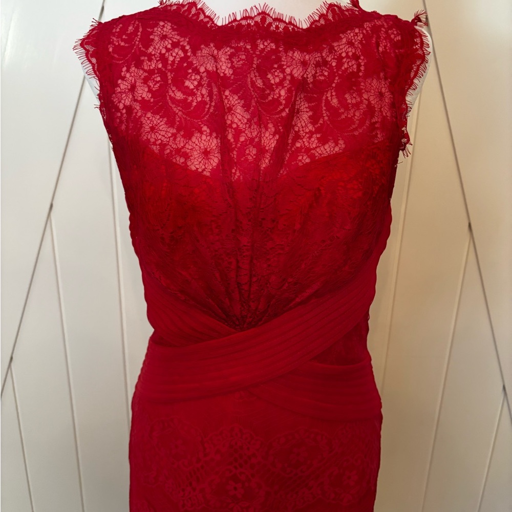 Tadashi Shoji Scarlet Lace Midi Dress